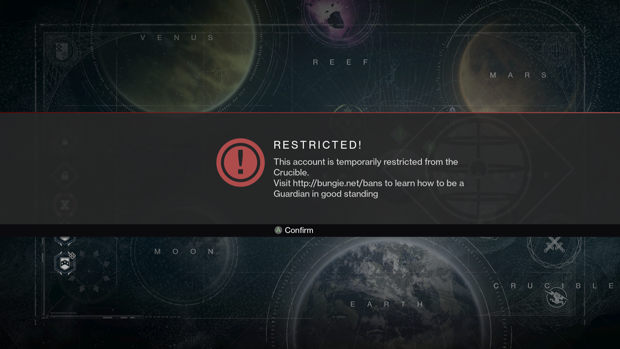 Destiny: Temporary Restriction Ban - 1280 x 720 png 988kB