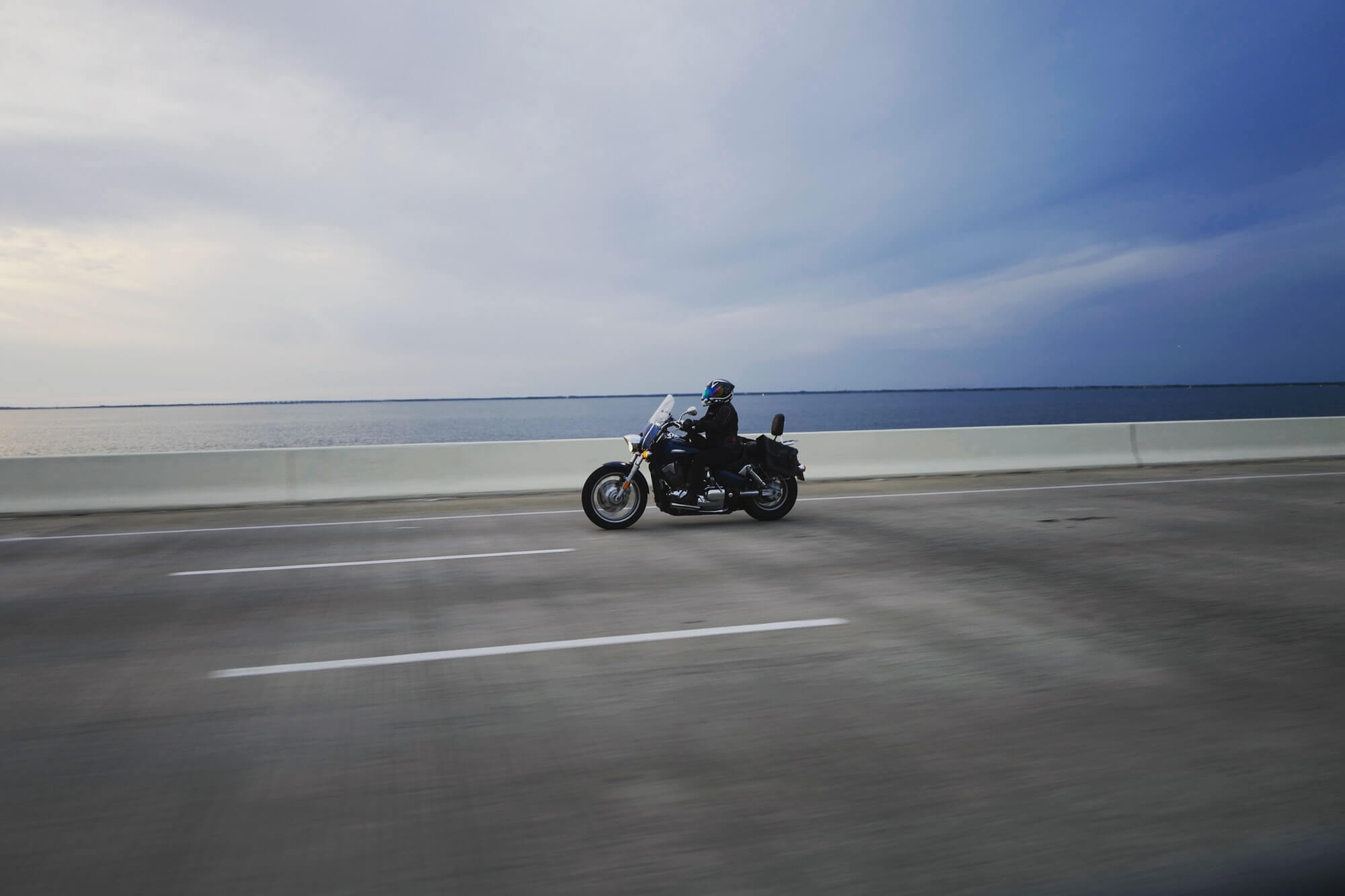 Biker on a bridge