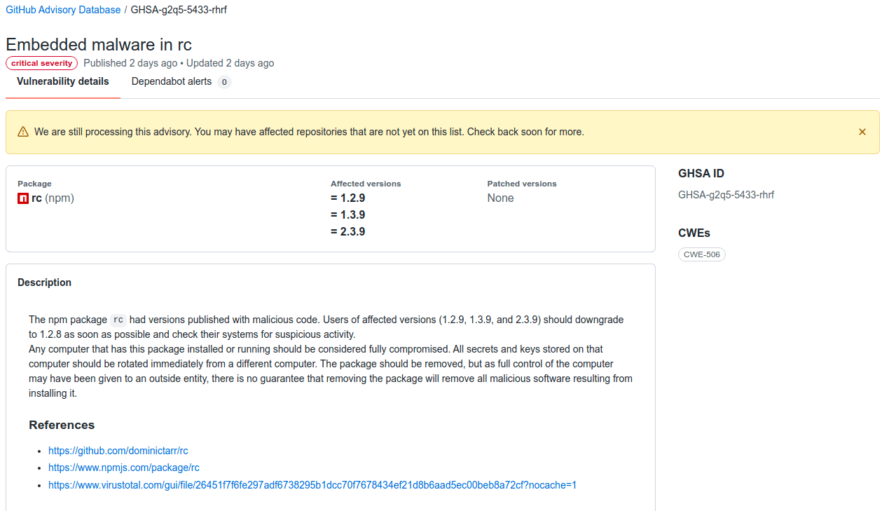 Malware and NPM packages