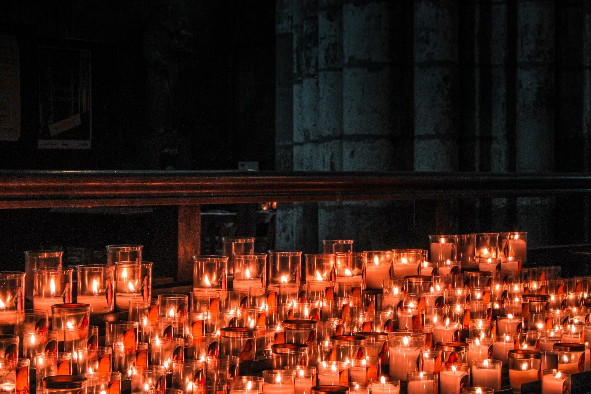 Some candles inside de cathedrale of Rouen, France