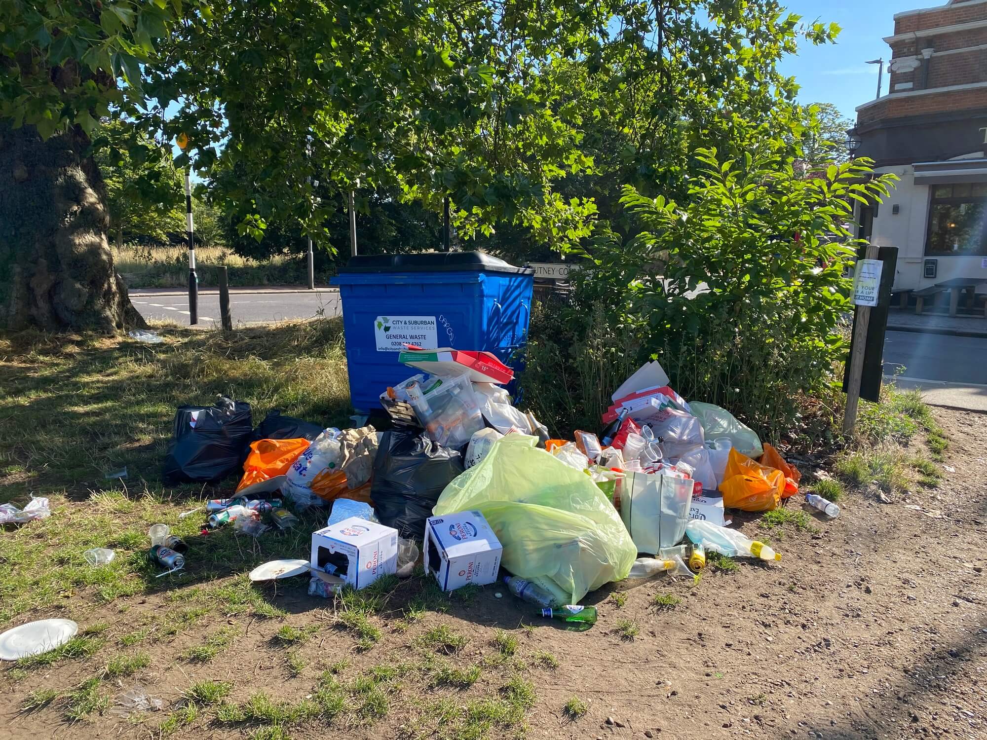 Rubbish piles up every day on Putney Common, generated by lockdown partying outdoors