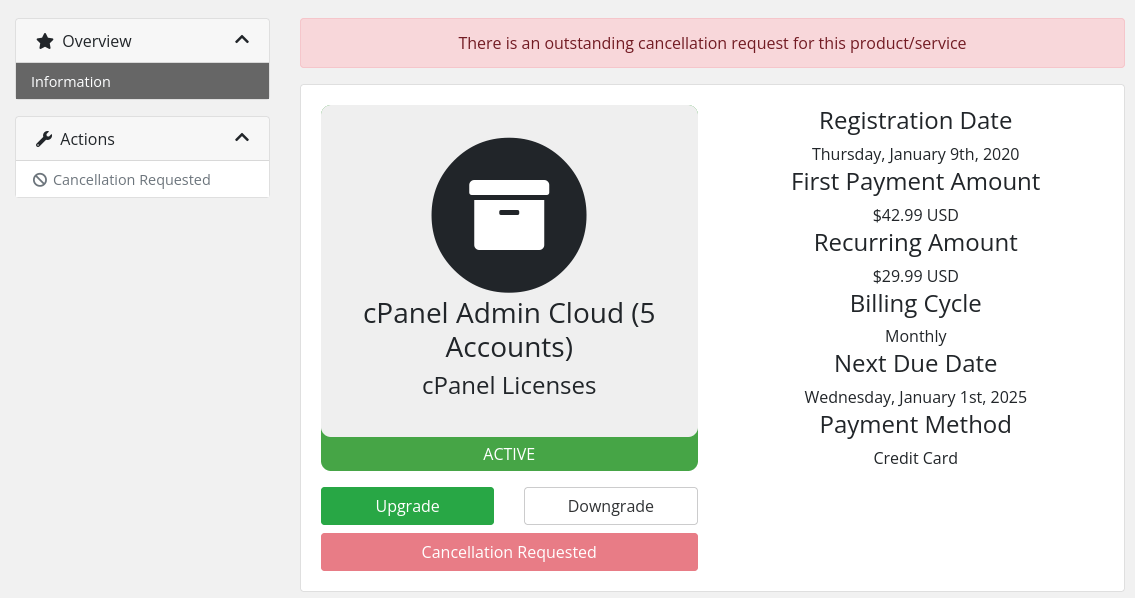 Goodbye cPanel